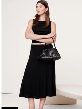 Banana Republic Black Midi A-Line Jersey Skirt Size X-Large
